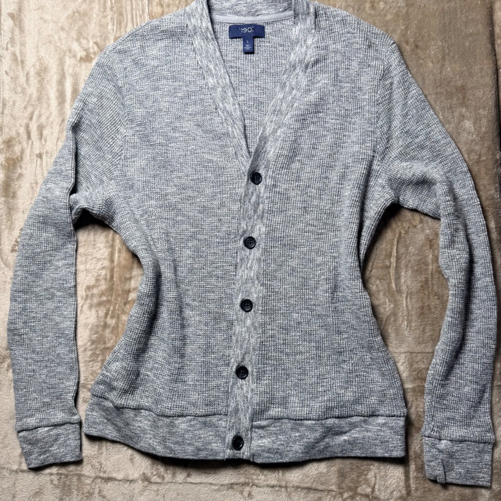 1901 Nordstrom  Waffle Knit Cardigan‎  Womens Large Grandpacore Cozy Fisherman